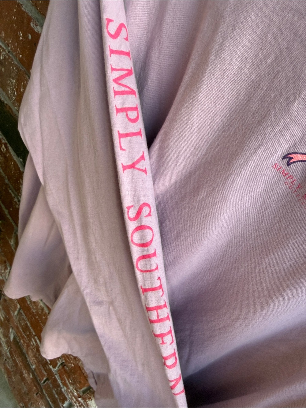Simply Southern Light Lavender Pink Long Sleeve Tee with Strawberry Graphic - Picture 5 of 6
